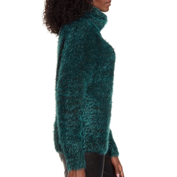 Leith Metallic Eyelash Turtleneck Fuzzy Sweater XS - Picture 4 of 6